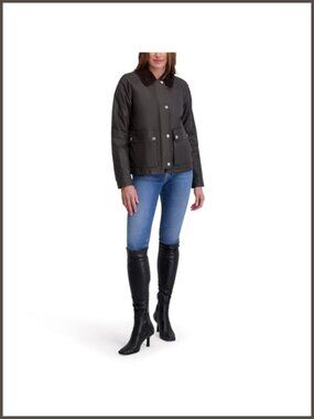 Waxed Cotton Barn Jacket Corduroy Collar Casual Outerwear